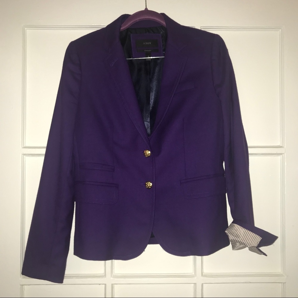 J Crew Wool Schoolboy Blazer Size 2 In Purple NWOT